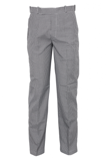 Black and white microcheck chef trousers 